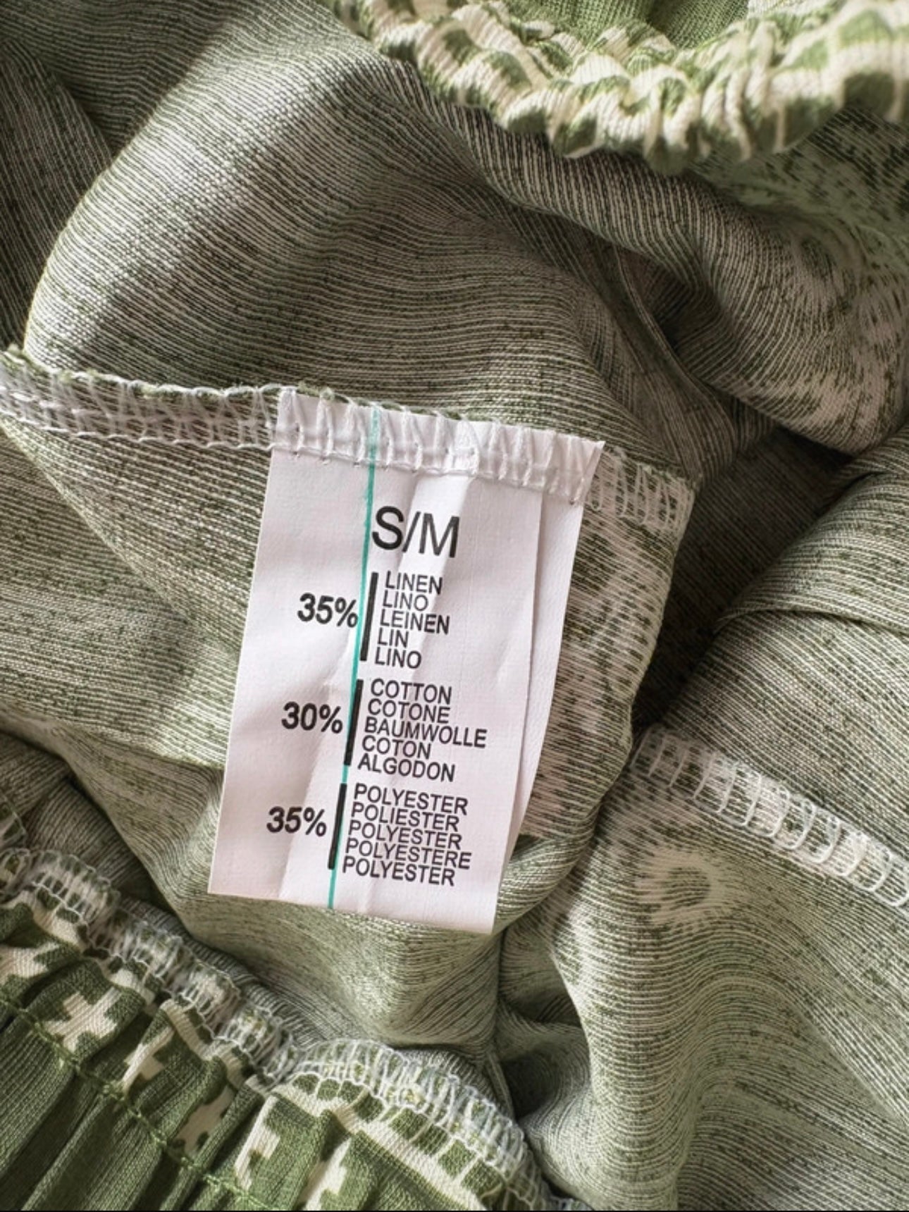 Bella Sirena Linen Blend Wide Leg Trousers Colour Khaki/White Size S/M