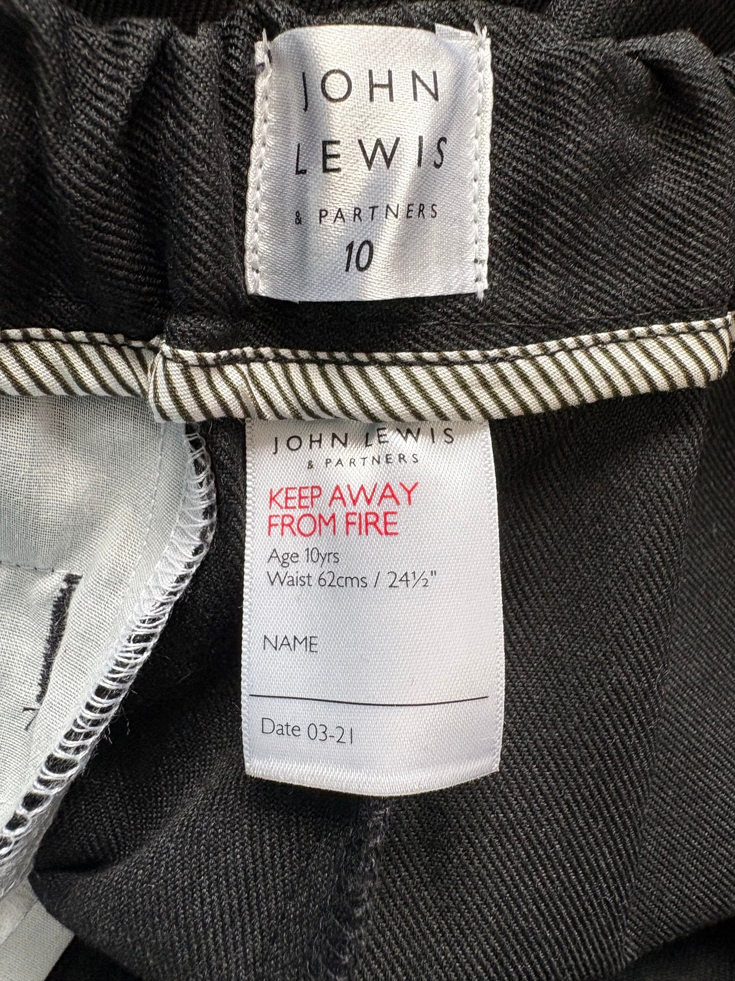 John Lewis Regular Fit Longer Length Trousers Colour Grey Size 10 Years