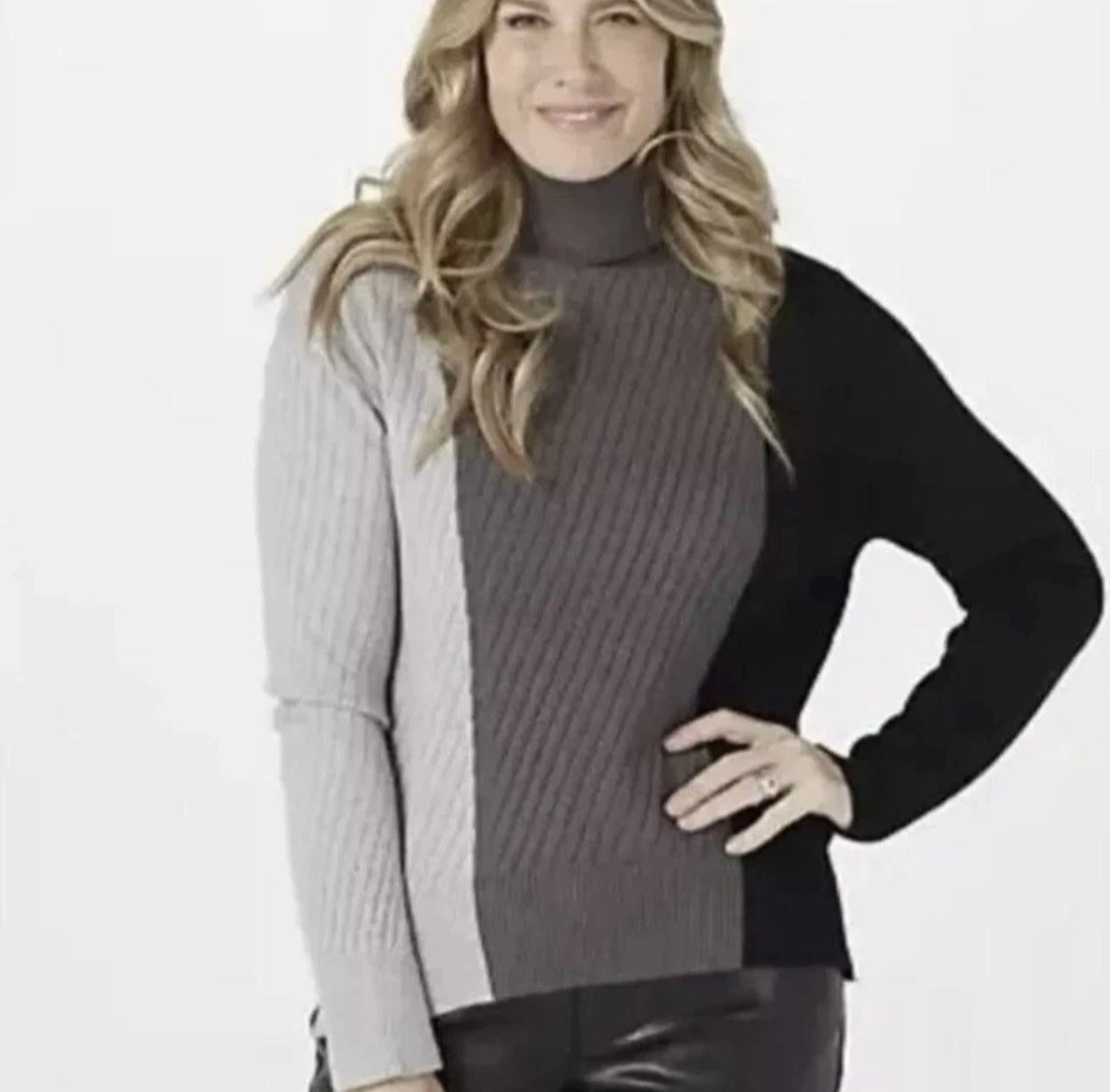 Badgley Mischka colourblock roll neck jumper Colour Black/grey Size M