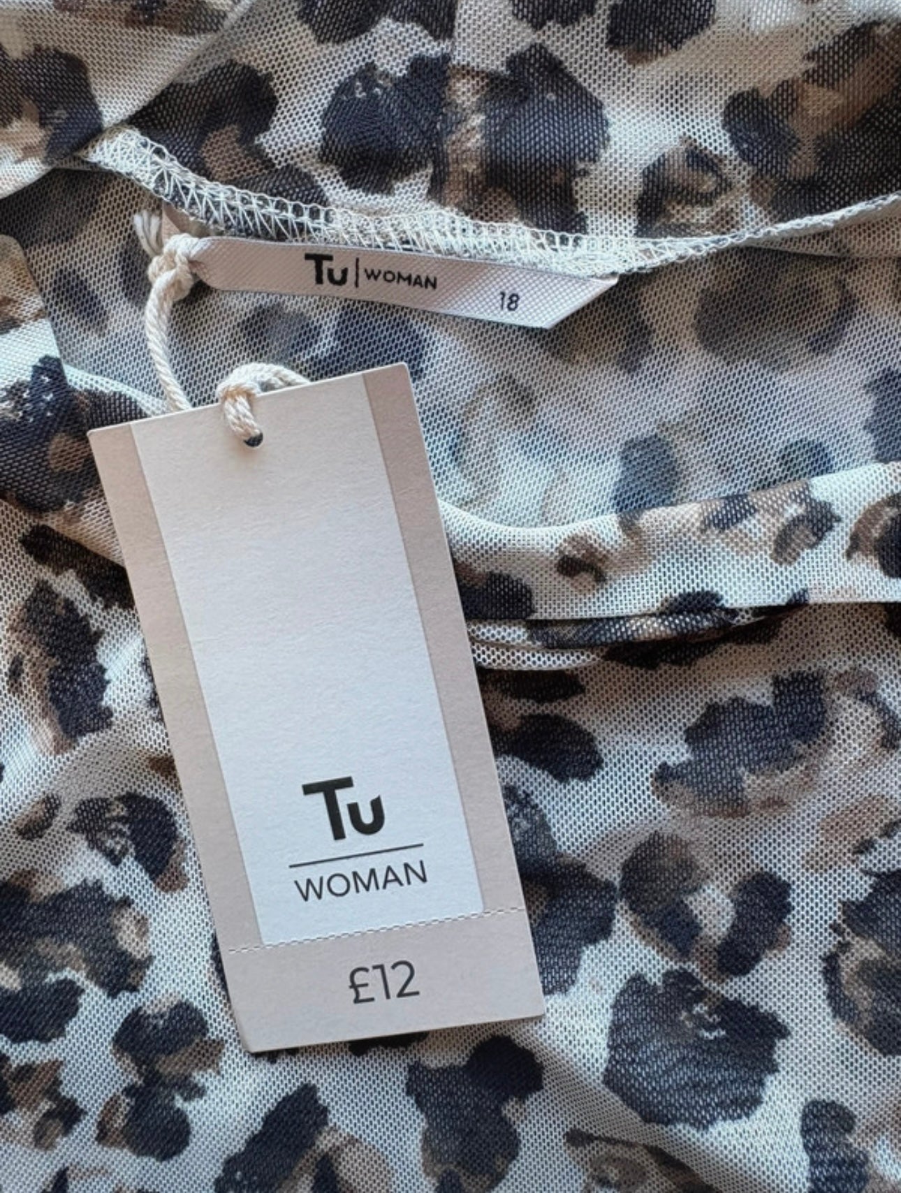 TU Semi Sheer Long Sleeve Top Colour Beige/ Brown Size 18