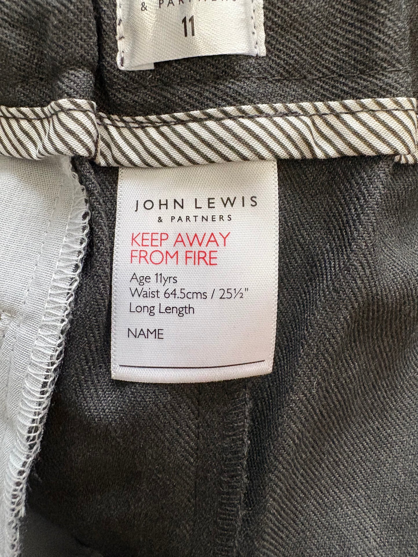 John Lewis Regular Fit Longer Length Trousers Colour Grey Size 11 Years