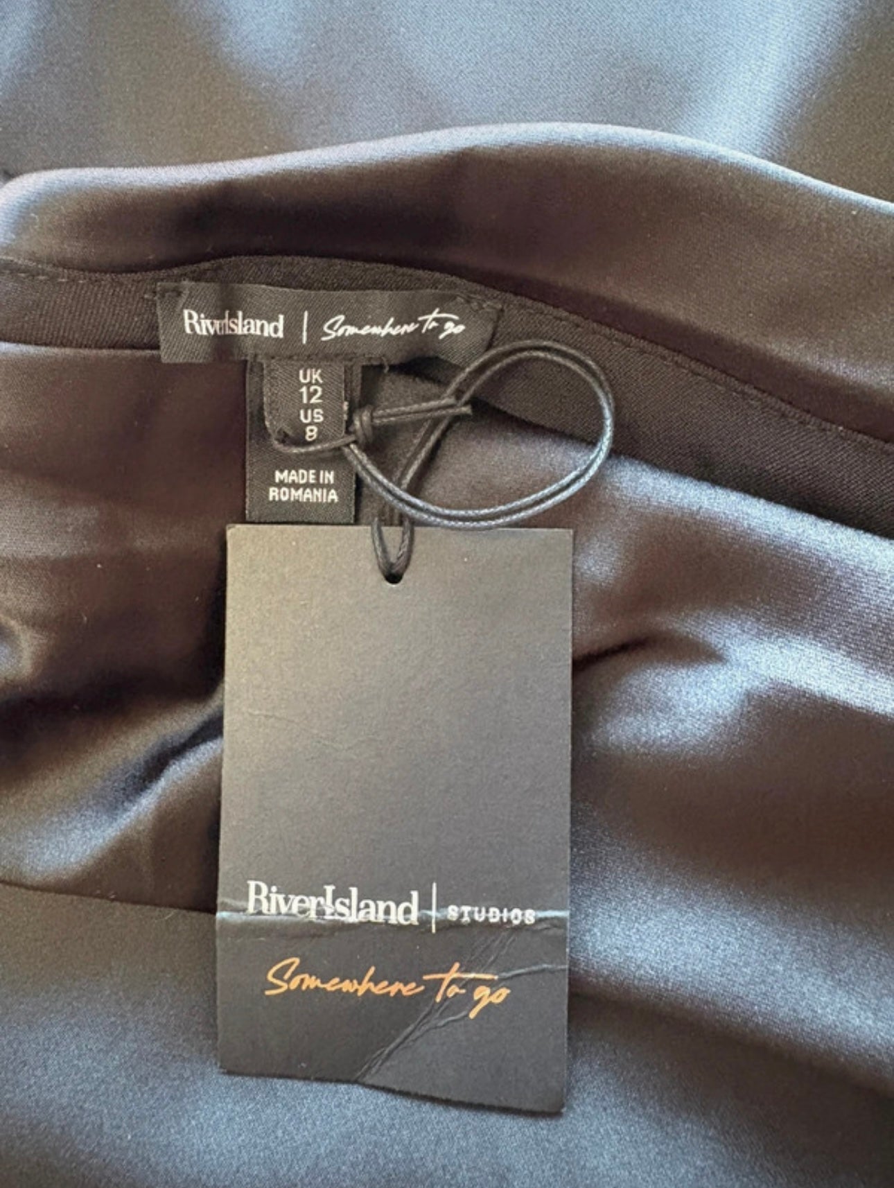 River Island Signature To Go Satin Off The Shoulder Top Colour Black Size 12