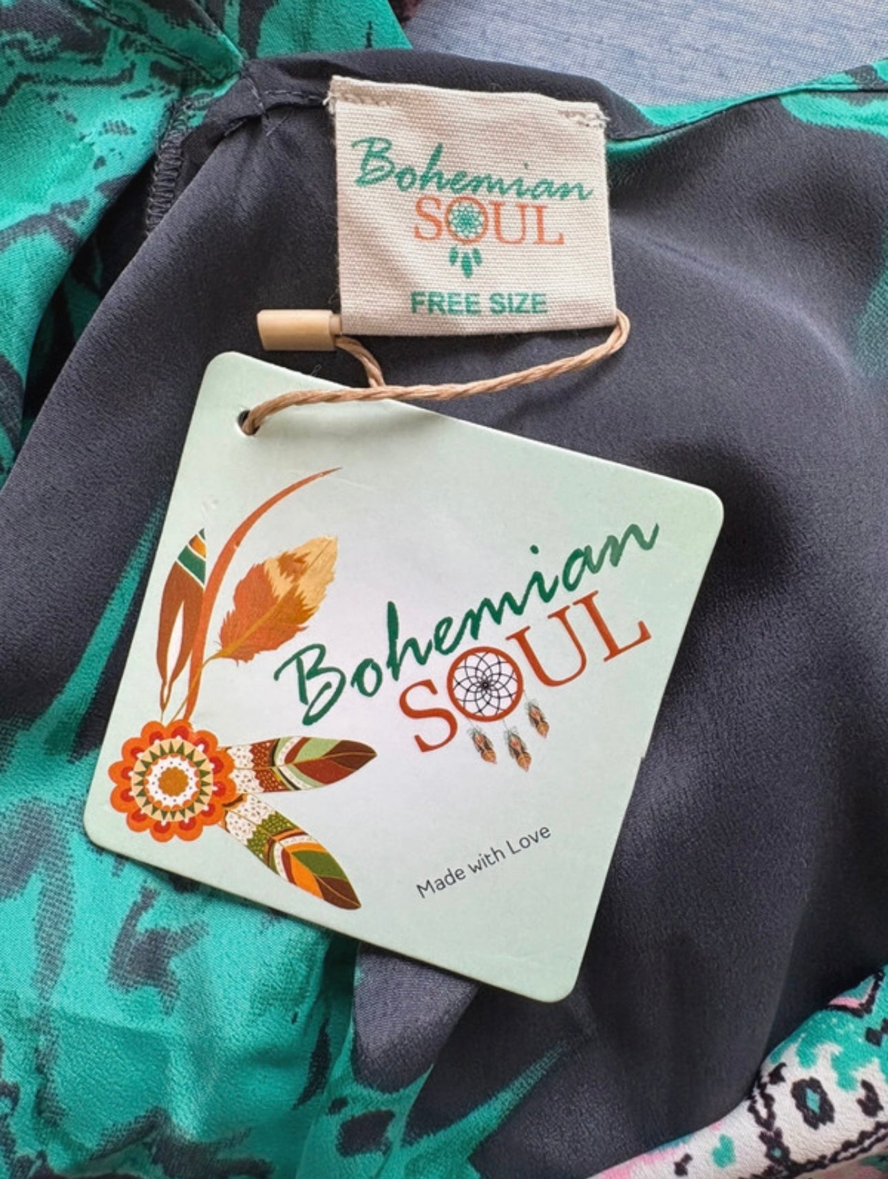 Bohemian Soul Halterneck Tie Backless Dress Colour Green Multi One Size 8-16