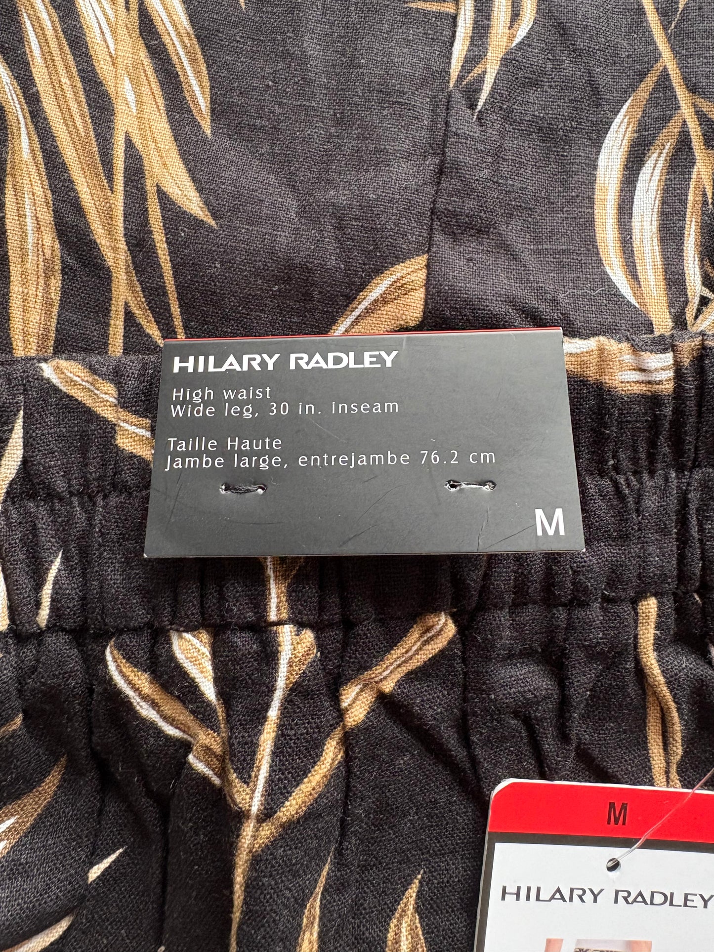 Hilary Radley High Waist Wide Leg Linen Blend Trousers Colour Black Combo Size 12/14
