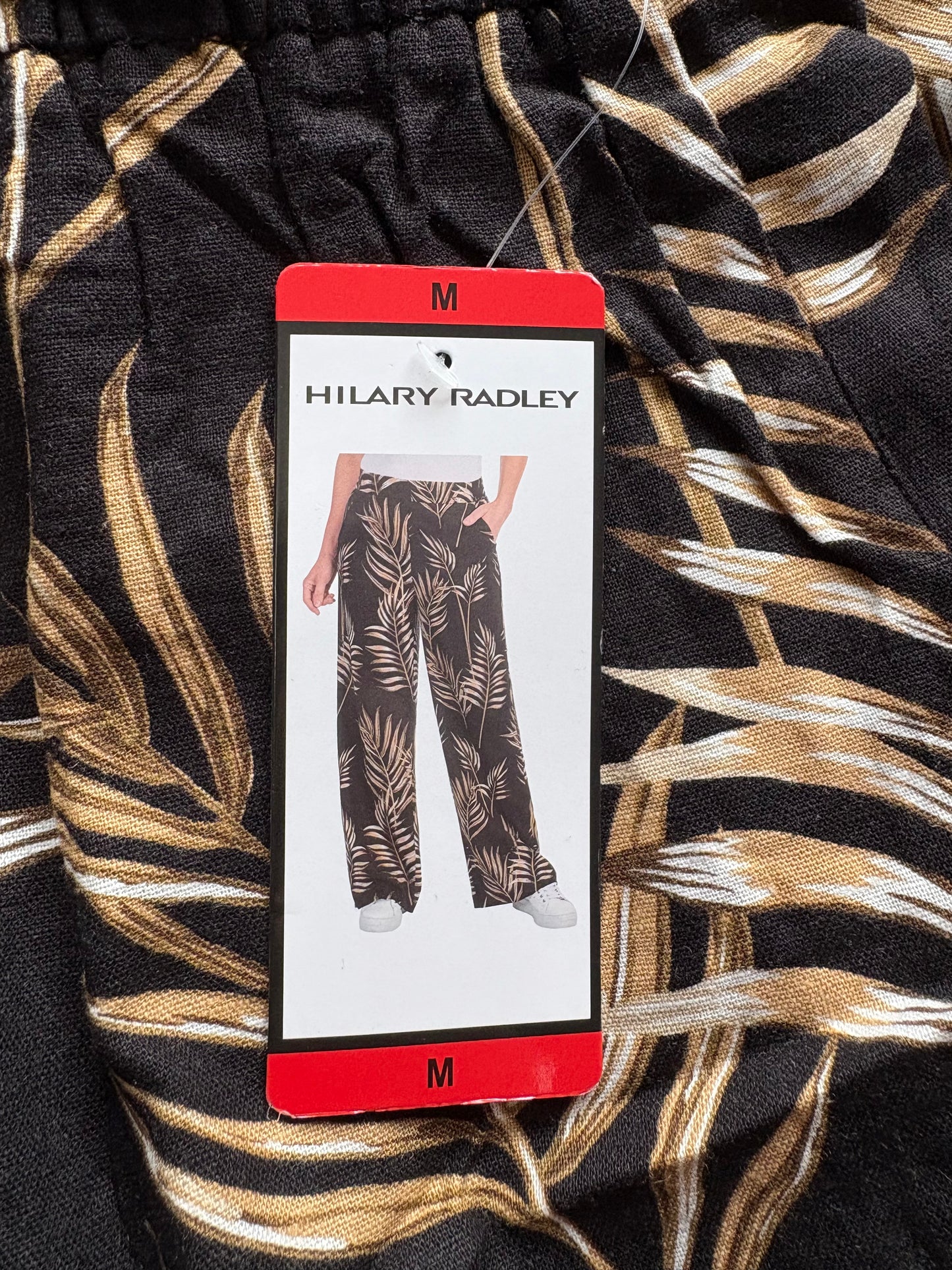 Hilary Radley High Waist Wide Leg Linen Blend Trousers Colour Black Combo Size 12/14