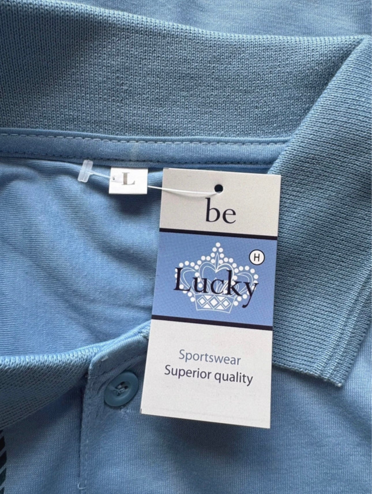 Be Lucky Short Sleeve Polo Shirt Colour Light Blue Size L