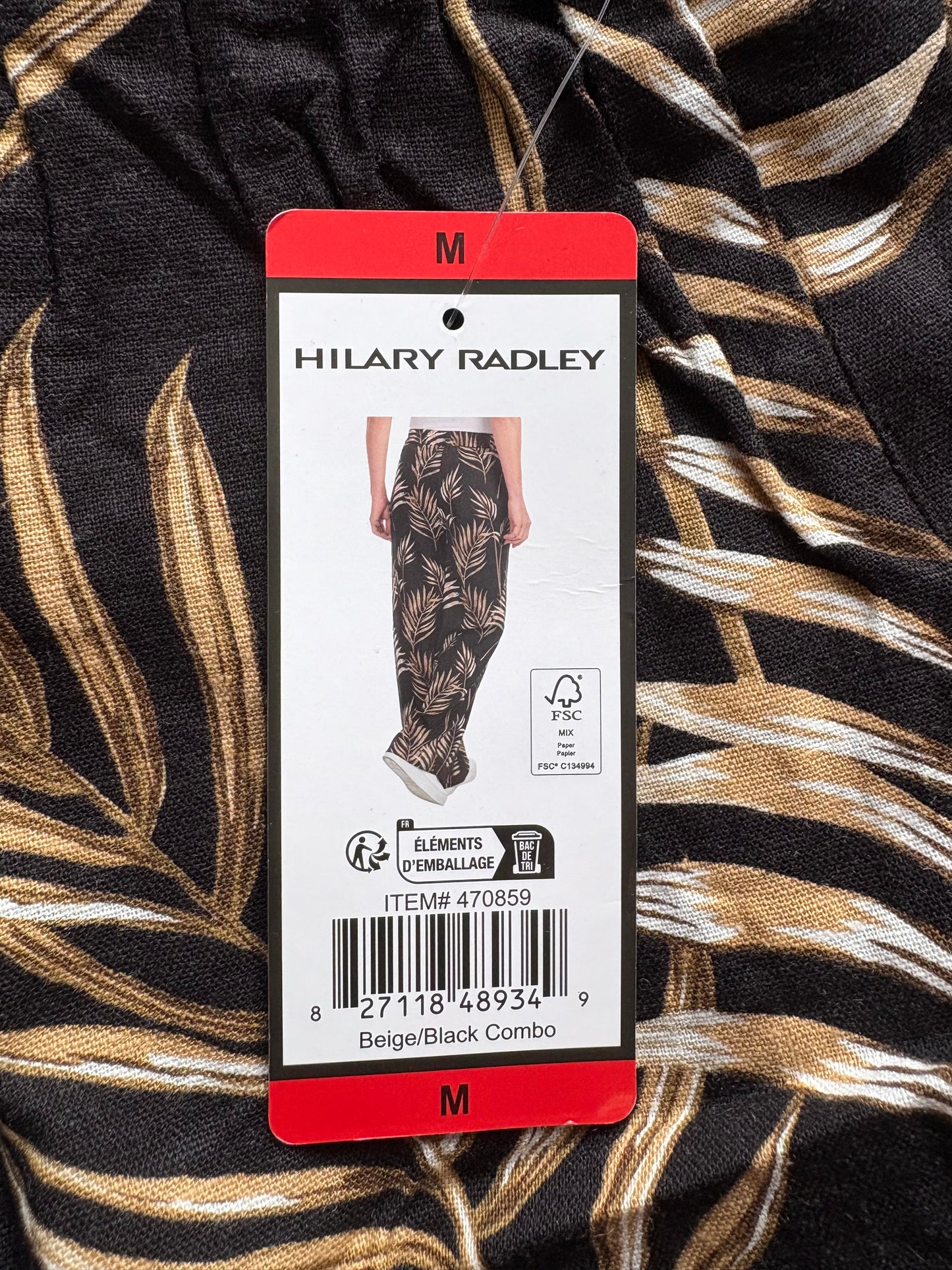 Hilary Radley High Waist Wide Leg Linen Blend Trousers Colour Black Combo Size 12/14