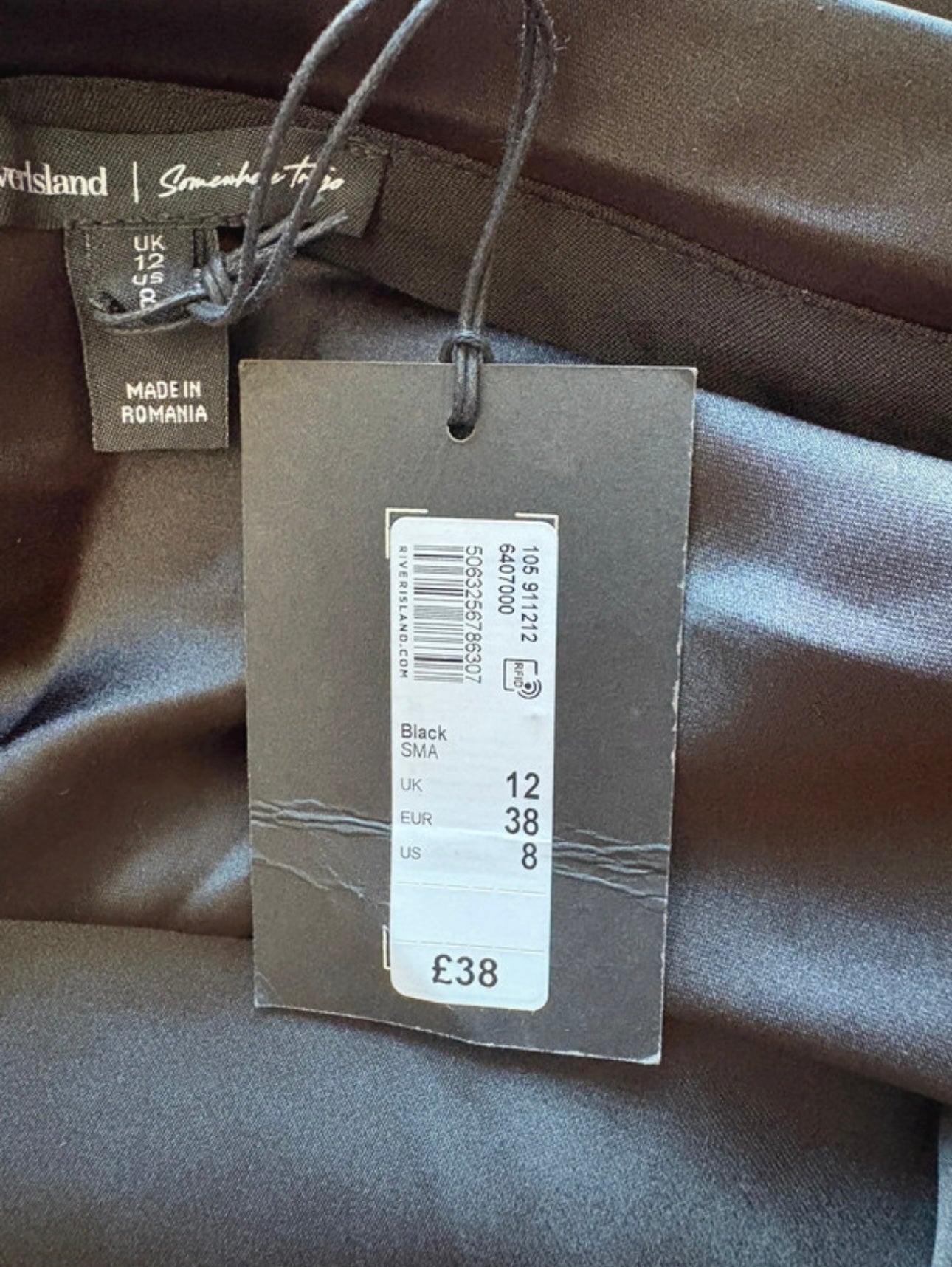 River Island Signature To Go Satin Off The Shoulder Top Colour Black Size 12