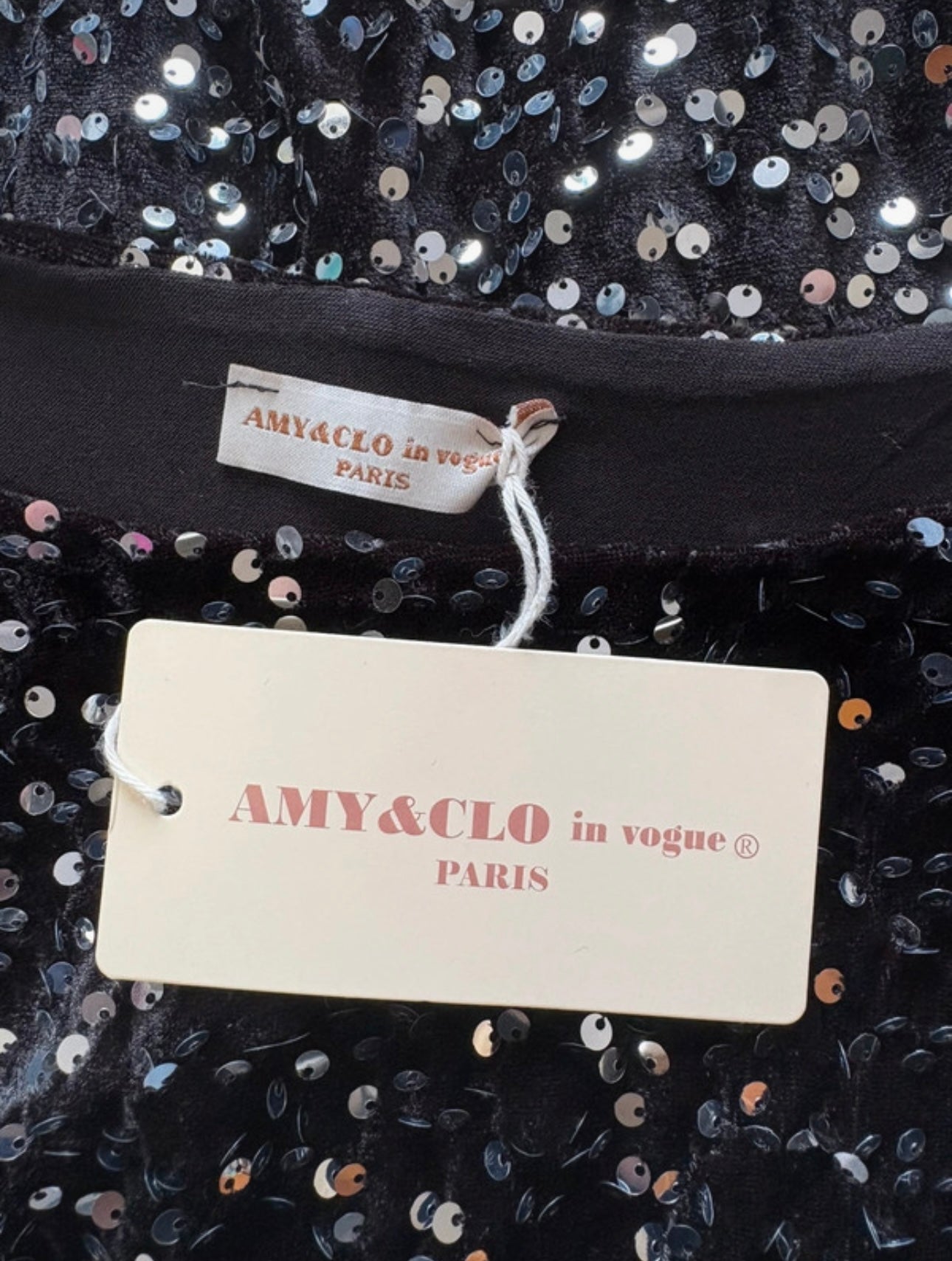 Amy & Clo in Vogue Long Sleeve Velvet Sequin Dress Colour Black One Size 10-18