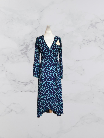 Dancing Leopard Jagger Polka Dot Maxi Dress Colour Navy/green Size 10