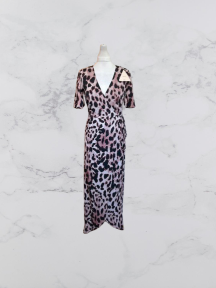 Dancing Leopard Jenna Leopard Wrap Midaxi Dress Colour Pink Size 8