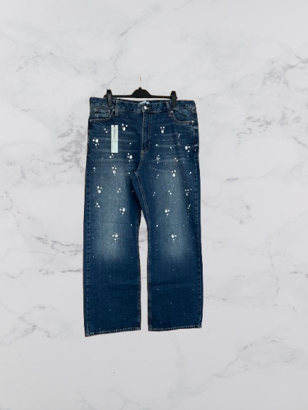 River Island Relaxed Straight Embellished Jeans Colour Medium Denim Size 18 R