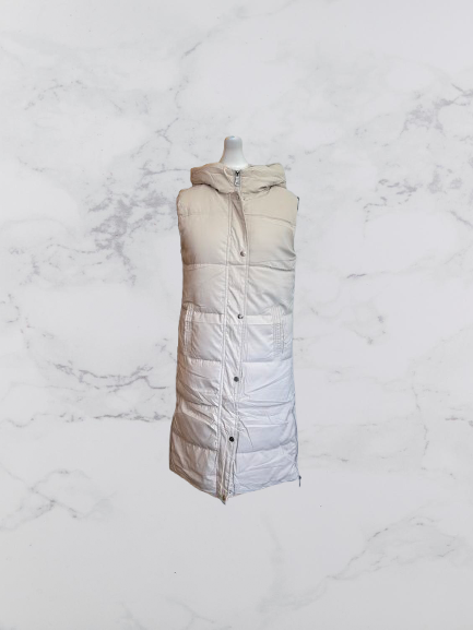 Cissy&Co Sleeveless Long Puffer Gilet Colour Beige Size S