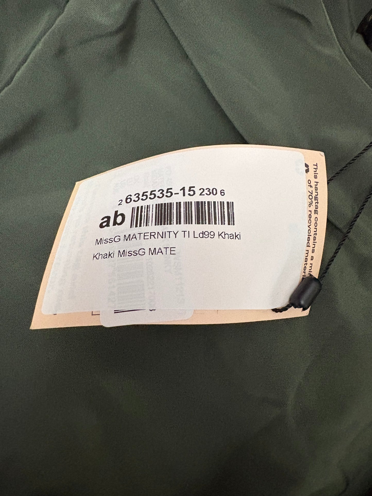 Missguided Maternity Ruched Side Short Sleeve Dress Colour Khaki Size 4