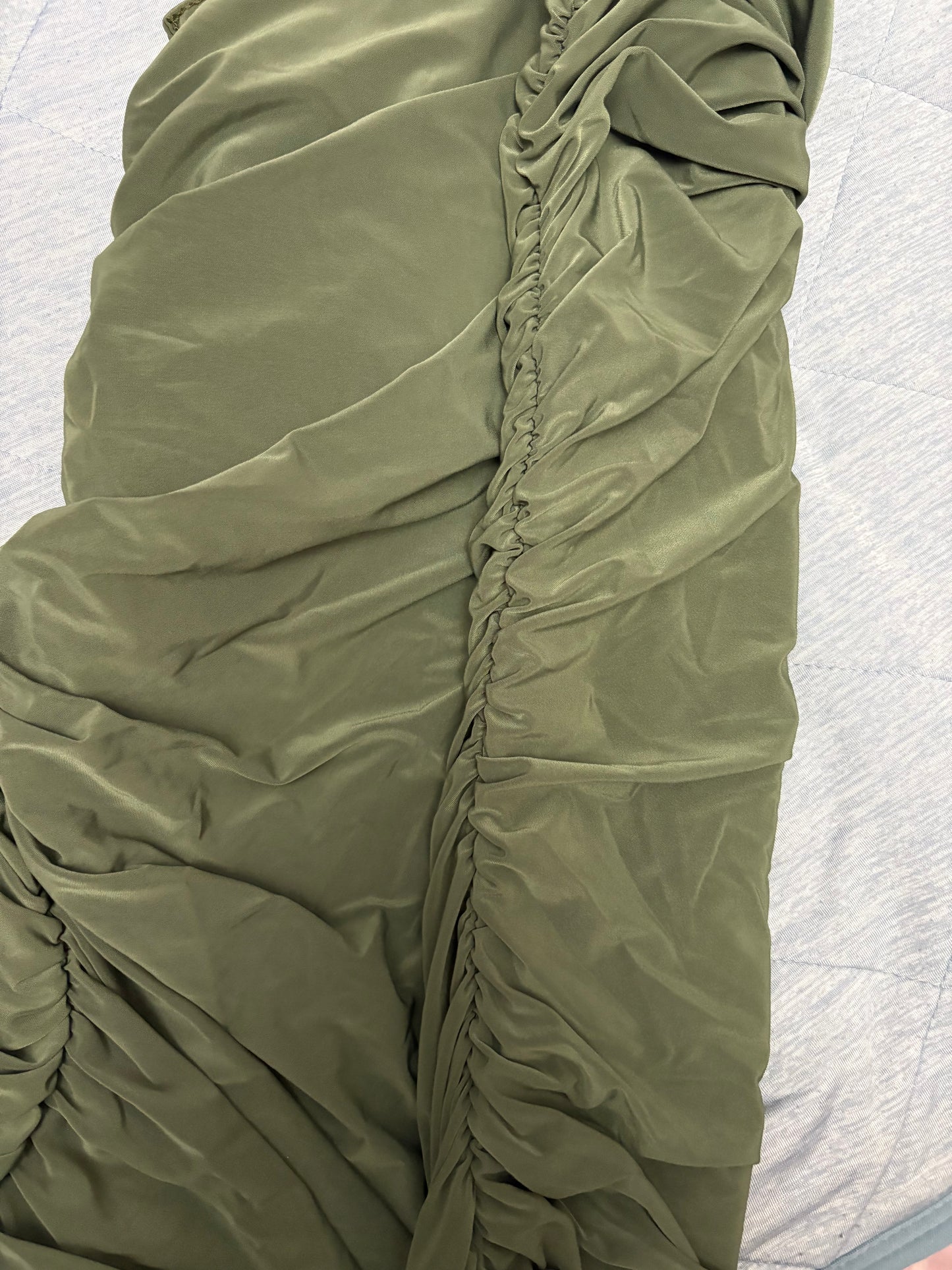 Missguided Maternity Ruched Side Short Sleeve Dress Colour Khaki Size 4