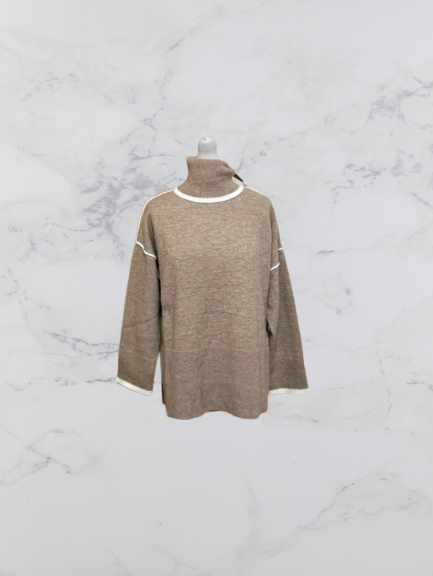 Papillonne Roll Neck Jumper Colour Beige One Size 10-22