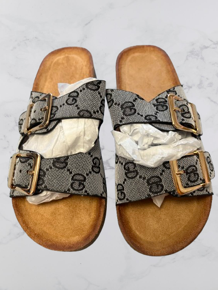 No Brand Buckle Closure Sandals Colour Black Size 37 UK Size 4