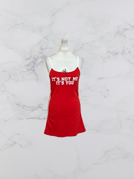 Urban Outfitters 'It's not me it's you' Mini Dress Colour Red /White Size L