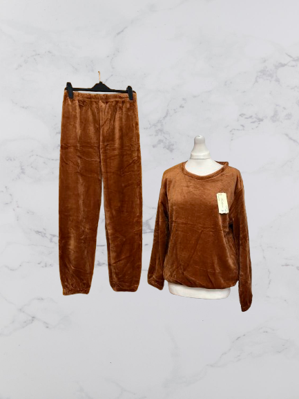 Fashion Fleecy Lounge Set Colour Brown Size M/L One Size 6-12