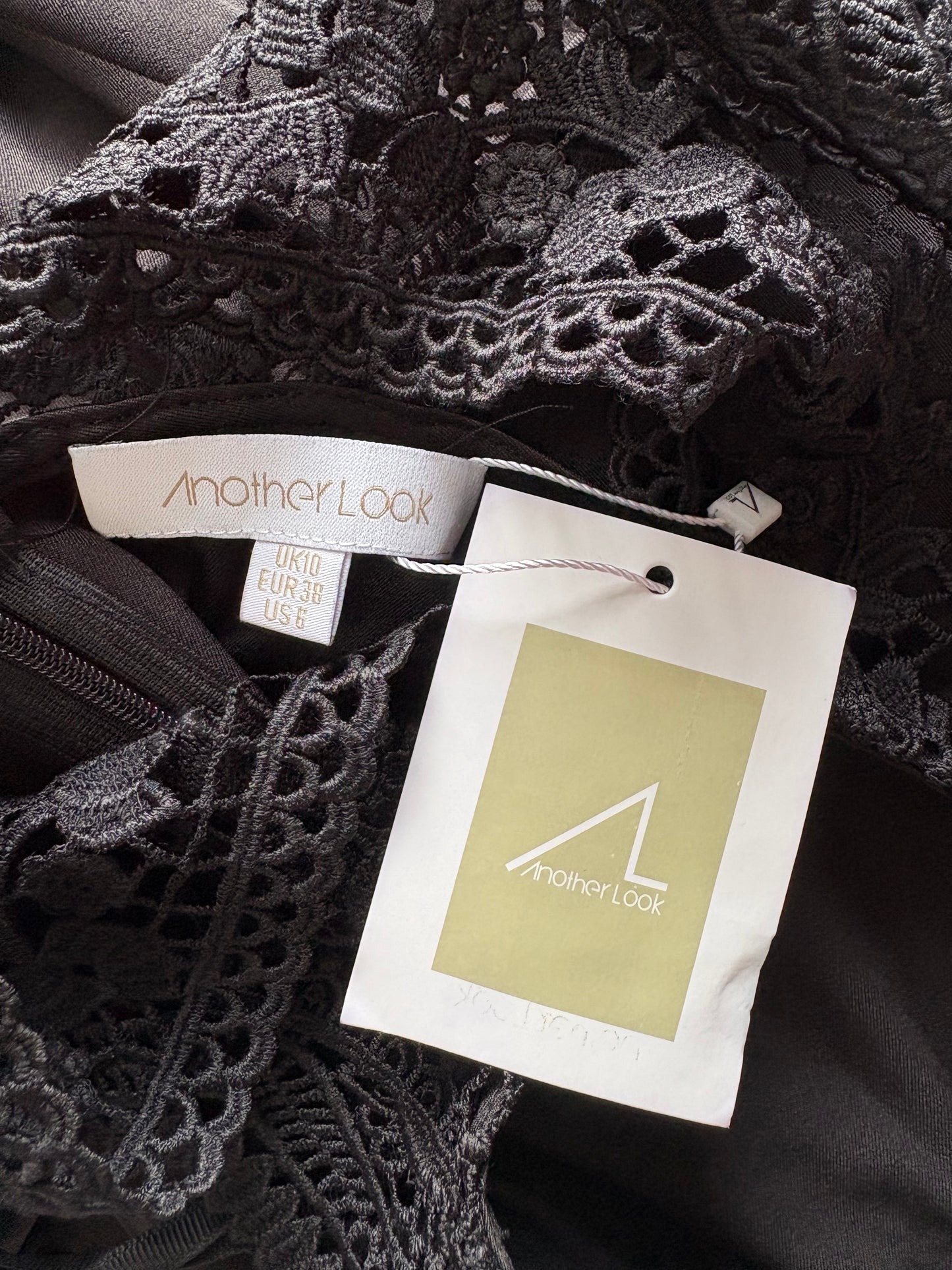 Another Look crochet detail jumpsuit Colour Black Size 10