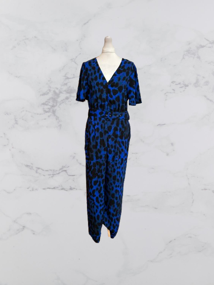 Dancing Leopard Print Jumpsuit Colour Blue Size 16