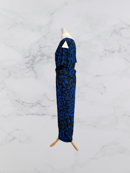 Dancing Leopard Print Jumpsuit Colour Blue Size 16