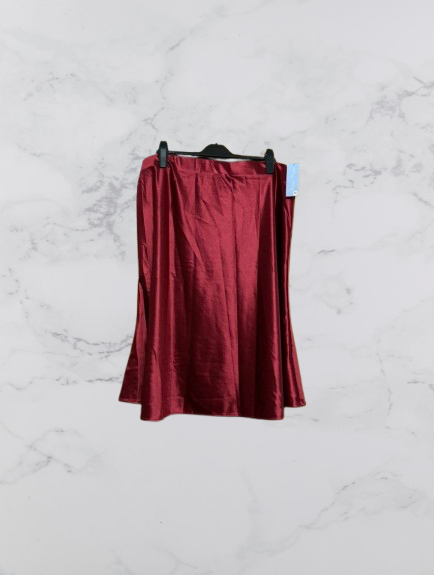 Alcea Rosea Satin Midi Skirt Colour Dark Red Size 3XL