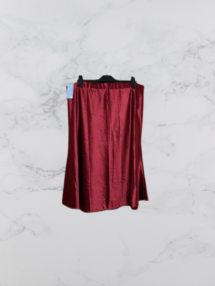 Alcea Rosea Satin Midi Skirt Colour Dark Red Size 3XL