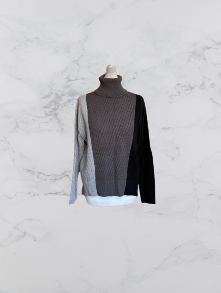 Badgley Mischka colourblock roll neck jumper Colour Black/grey Size M