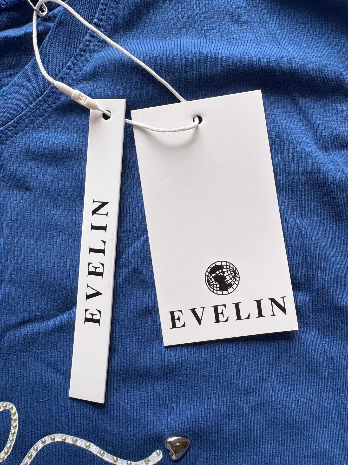 Evelin Broderie 'Love' Short Sleeve Top Colour Blue Size XL/XXL