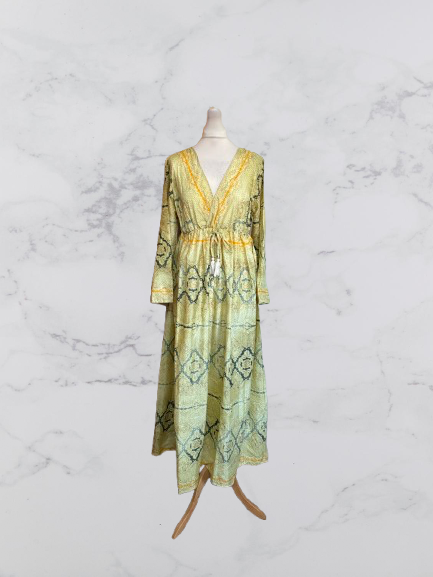 Cherish Long Sleeve Boho Dress Colour Yellow Multi One Size 8-16