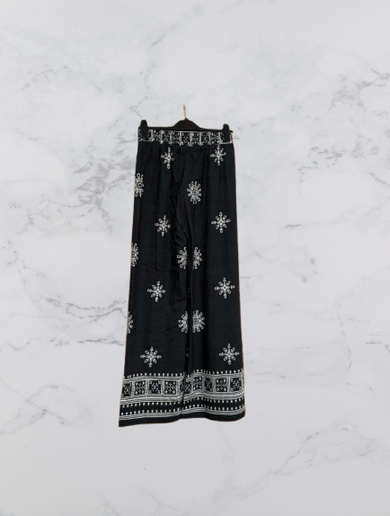 Bella Sirena Linen Blend Wide Leg Trousers Colour Black/White Size S/M