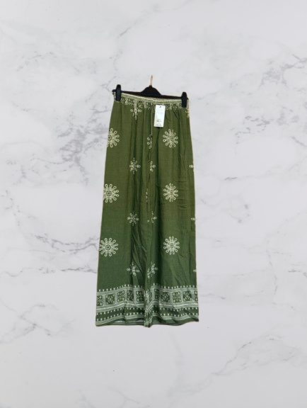 Bella Sirena Linen Blend Wide Leg Trousers Colour Khaki/White Size S/M