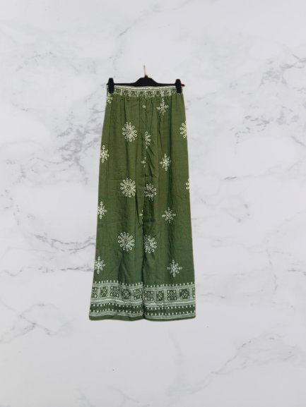 Bella Sirena Linen Blend Wide Leg Trousers Colour Khaki/White Size S/M