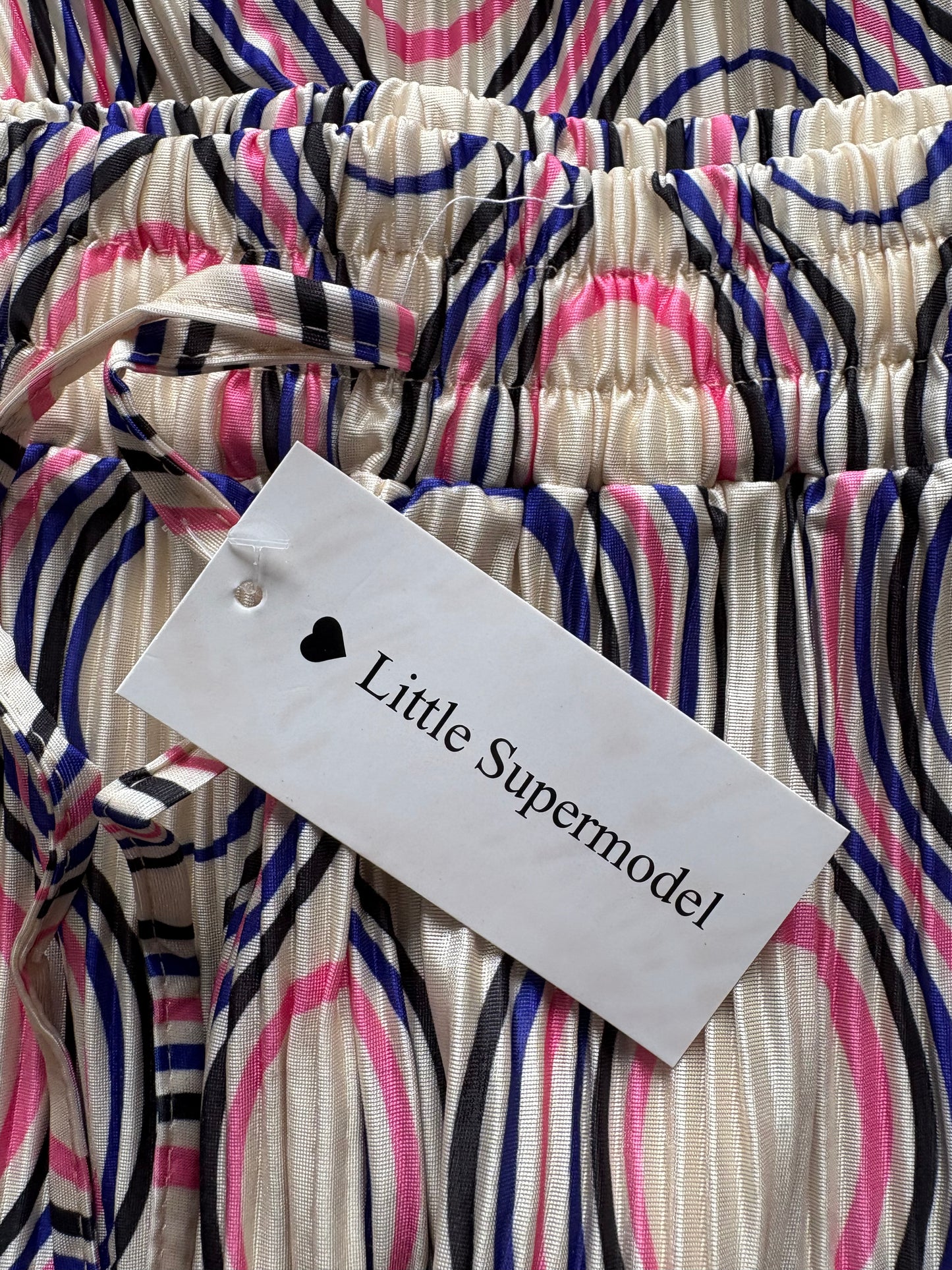 Little Supermodel Crinkle Wide Leg Trousers Colour Beige Multi Size L/XL One Size 10-16