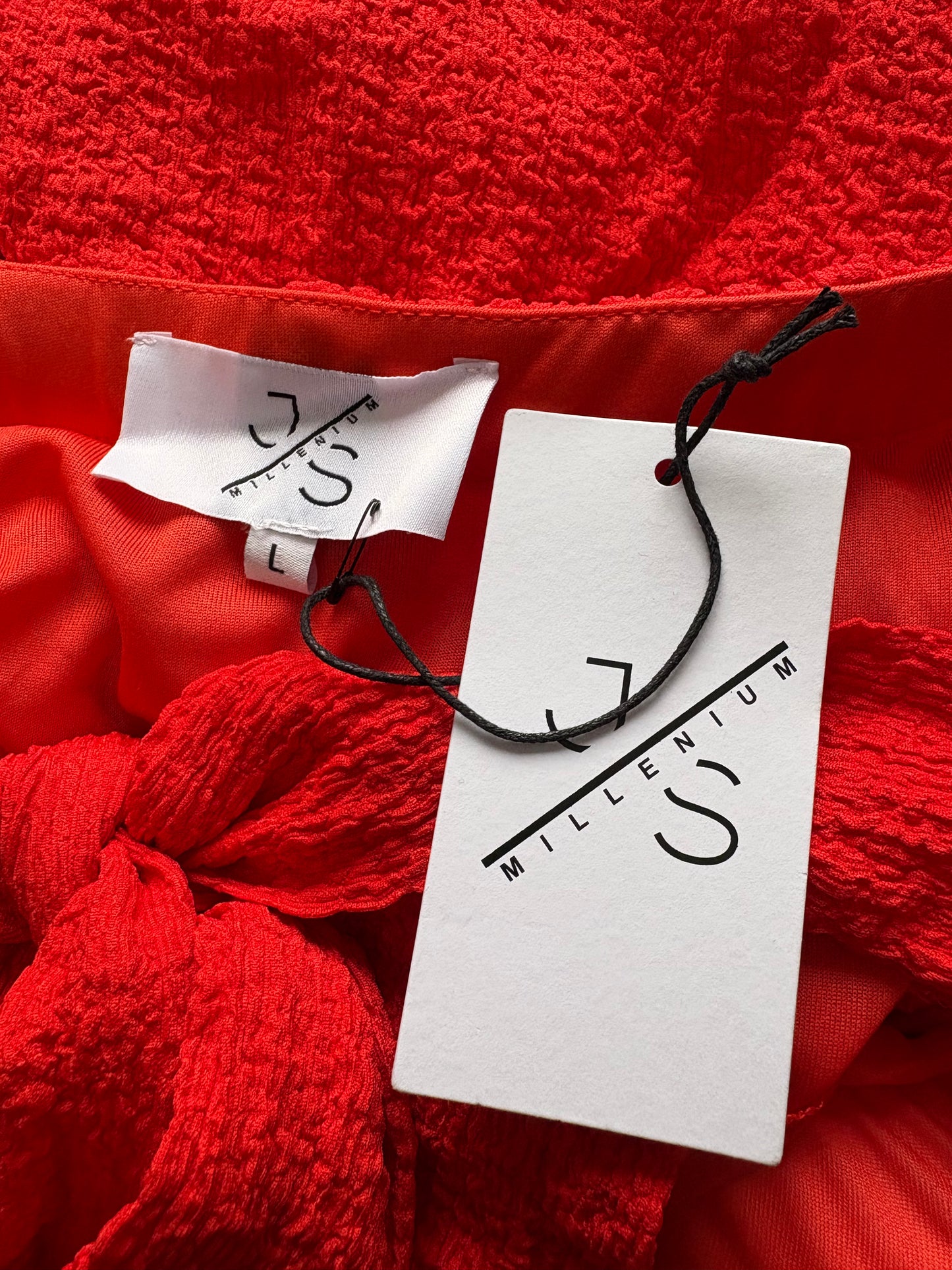 JS Millenium Tie At Back Waffle Top Colour Red Size L