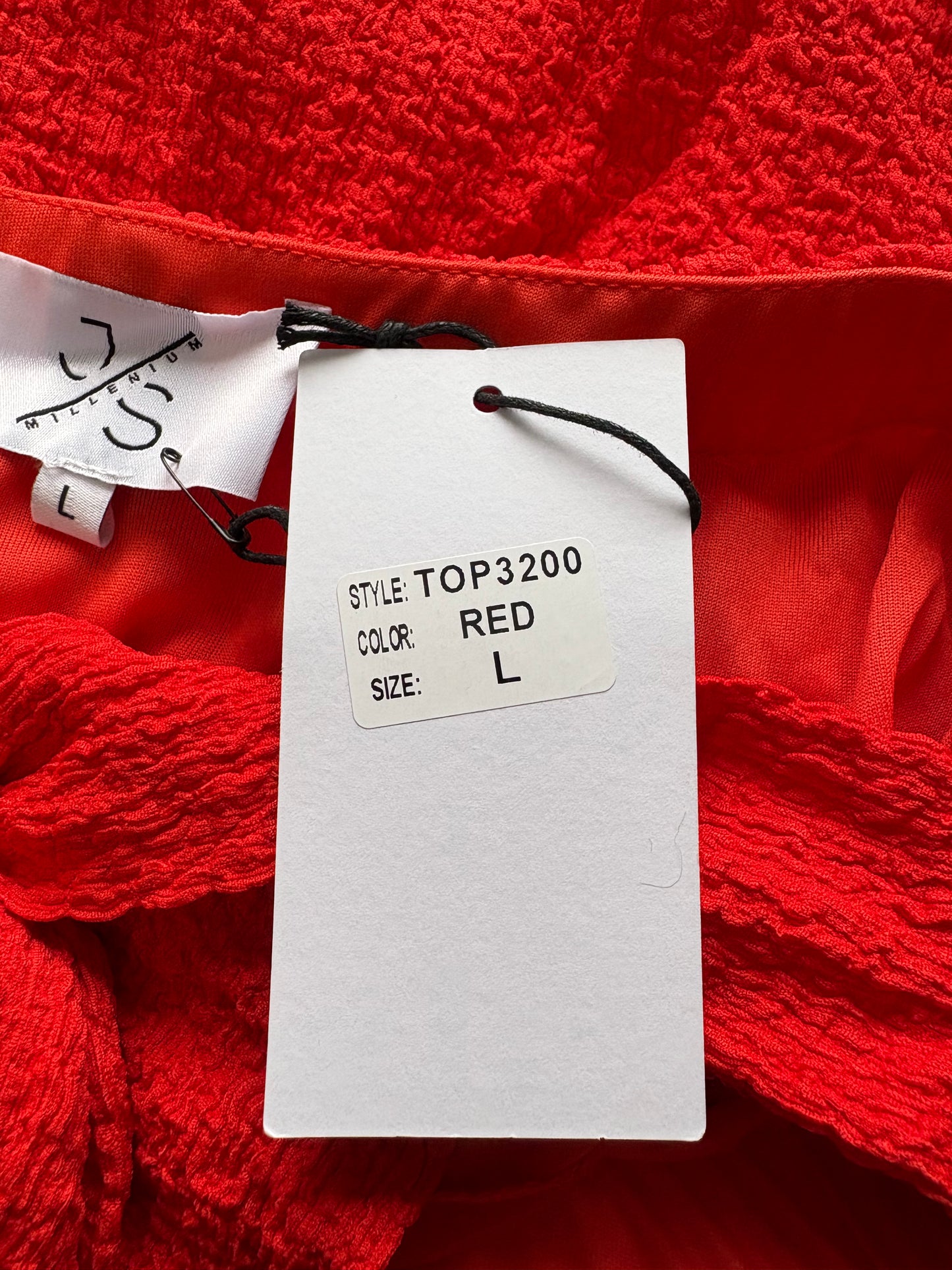 JS Millenium Tie At Back Waffle Top Colour Red Size L