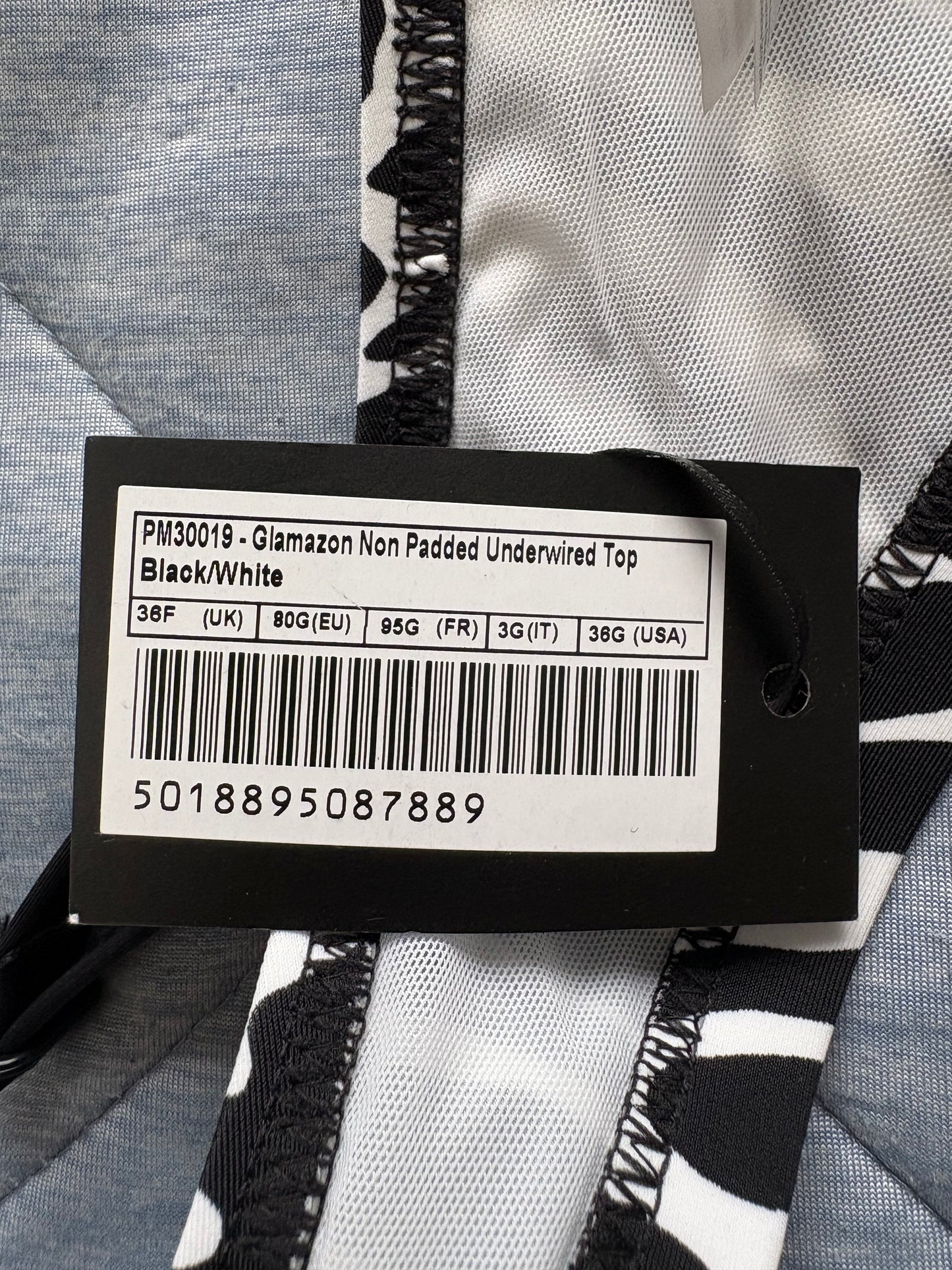 Pour Moi Glamazon Non Padded Underwired Top Colour Black/White Size 36F