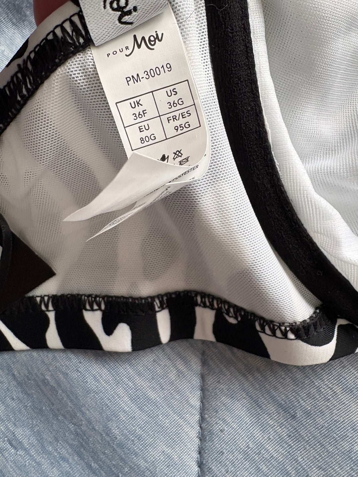 Pour Moi Glamazon Non Padded Underwired Top Colour Black/White Size 36F