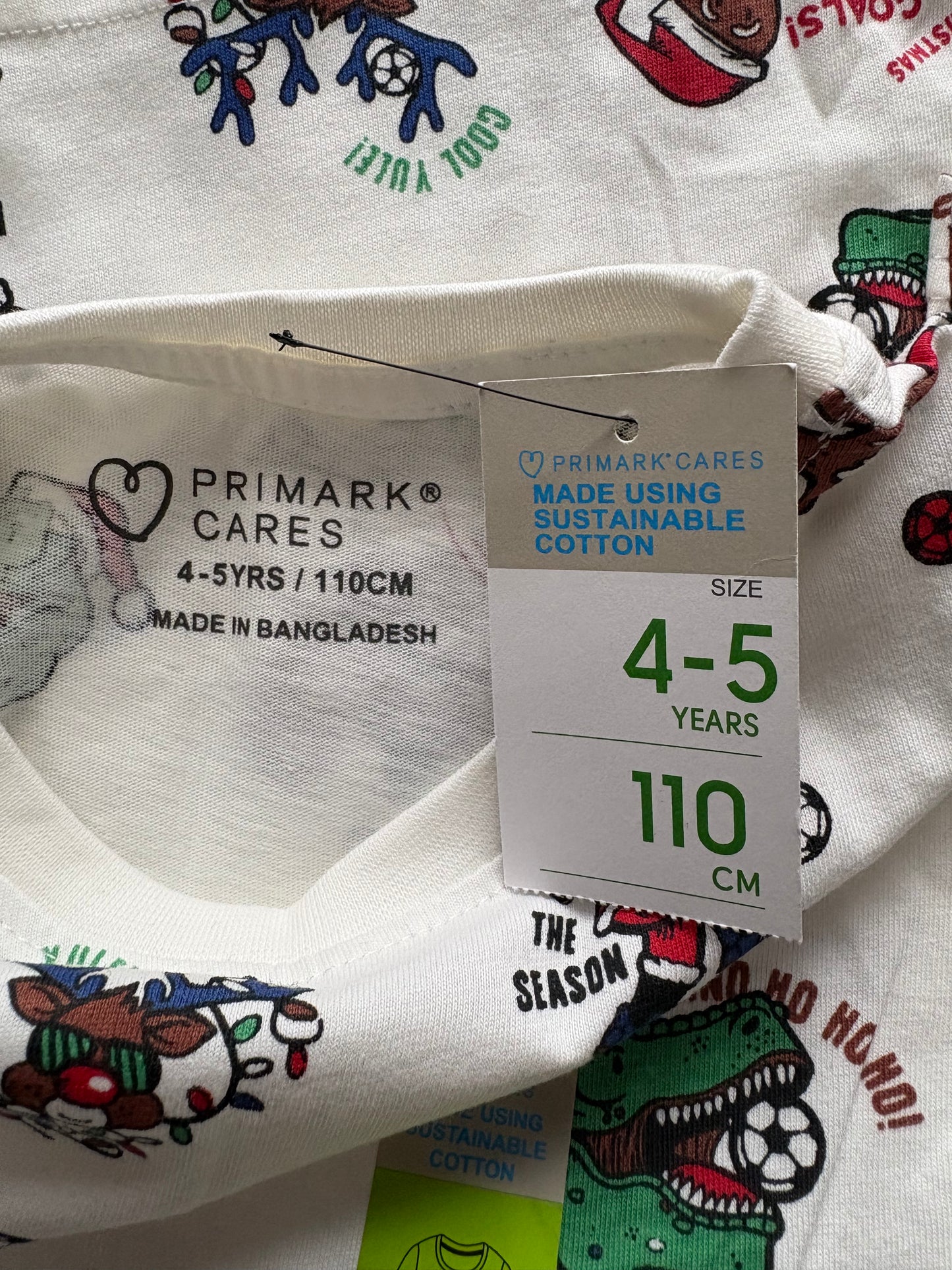 Primark 'Christmas' Long Sleeve Top Colour White Multi Size 4-5 Years