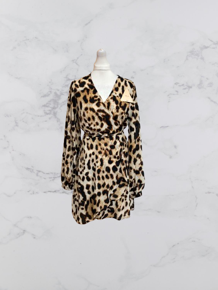 Dancing Leopard Leopard Print Mini Dress Colour Brown/Black Size 14