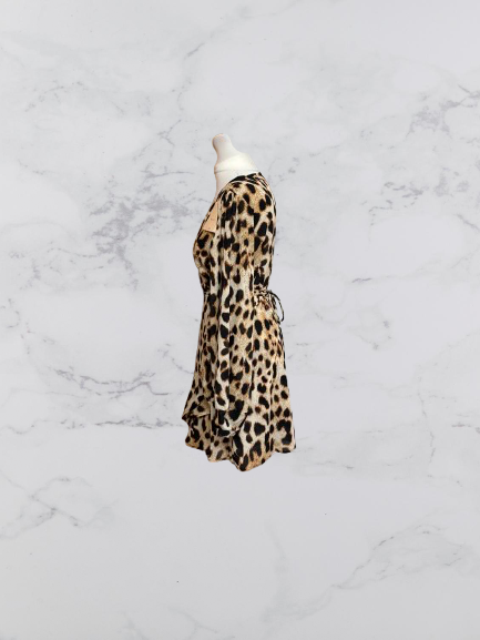 Dancing Leopard Leopard Print Mini Dress Colour Brown/Black Size 14
