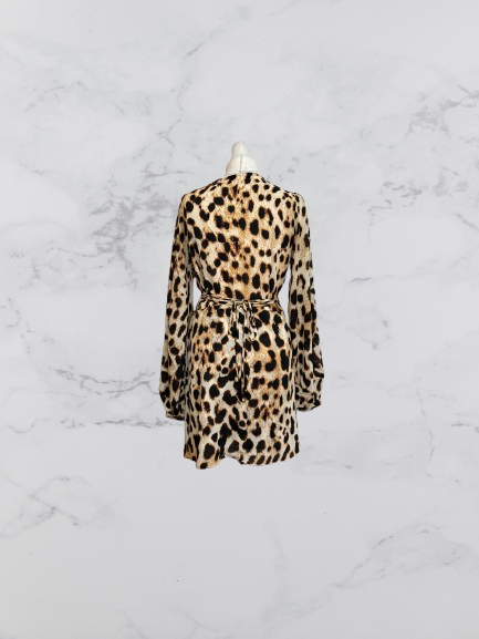 Dancing Leopard Leopard Print Mini Dress Colour Brown/Black Size 14