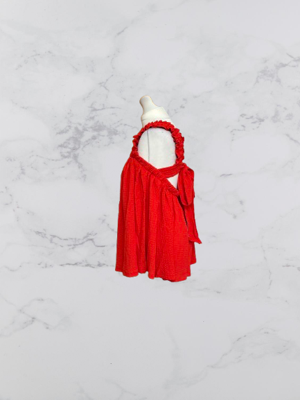 JS Millenium Tie At Back Waffle Top Colour Red Size L