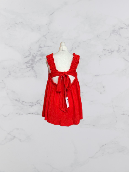 JS Millenium Tie At Back Waffle Top Colour Red Size L