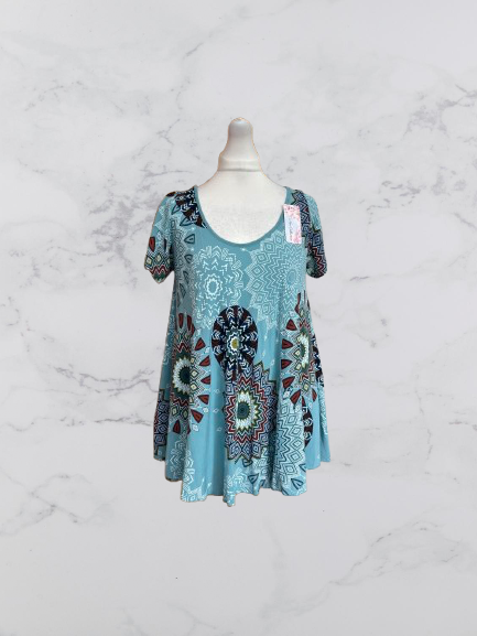 New Collection Short Sleeve Swing Top Colour Sage One Size 10-18