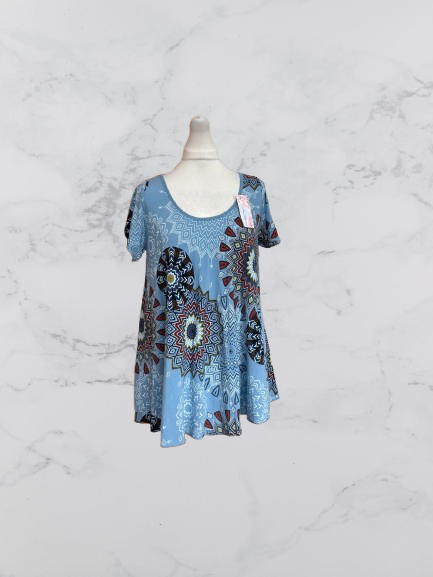 (Copy) New Collection Short Sleeve Swing Top Colour Denim Blue One Size 10-18