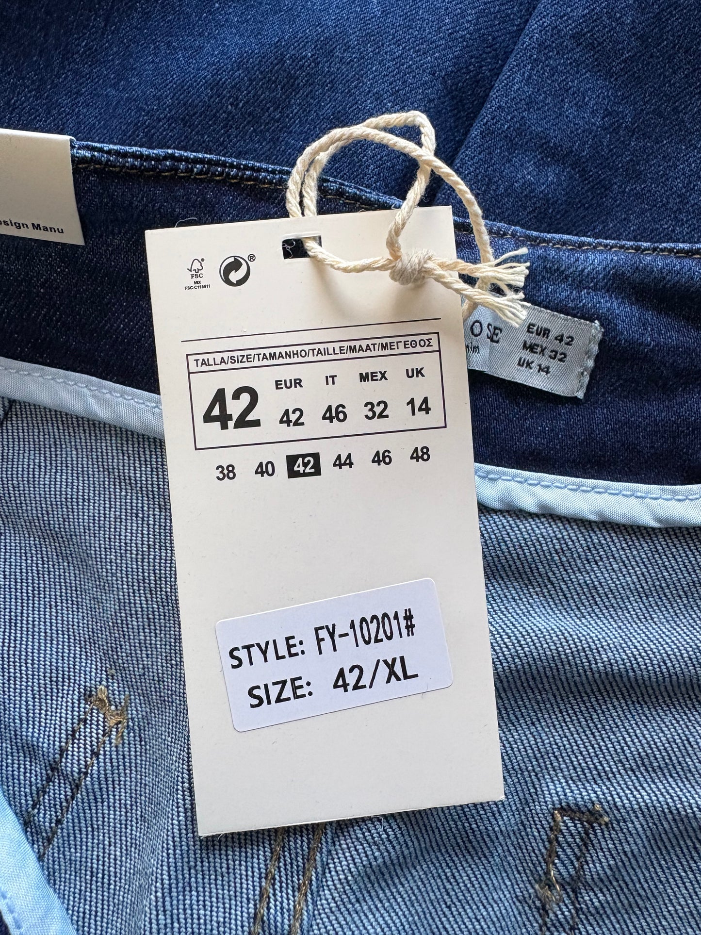 FolyRose High Waisted Wide Leg Jeans Colour Dark Denim Size 14