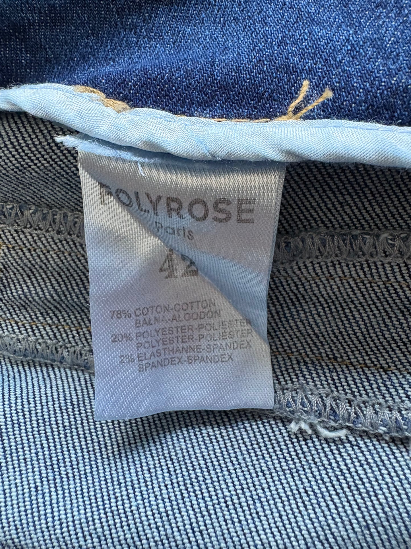 FolyRose High Waisted Wide Leg Jeans Colour Dark Denim Size 14