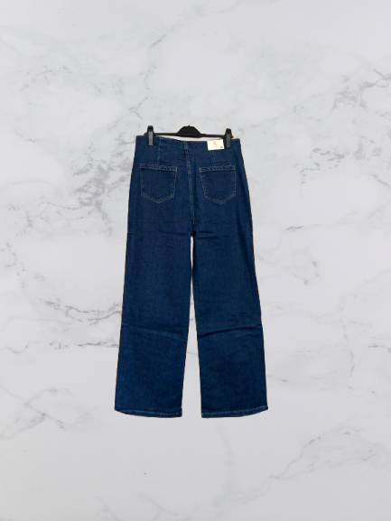 FolyRose High Waisted Wide Leg Jeans Colour Dark Denim Size 14